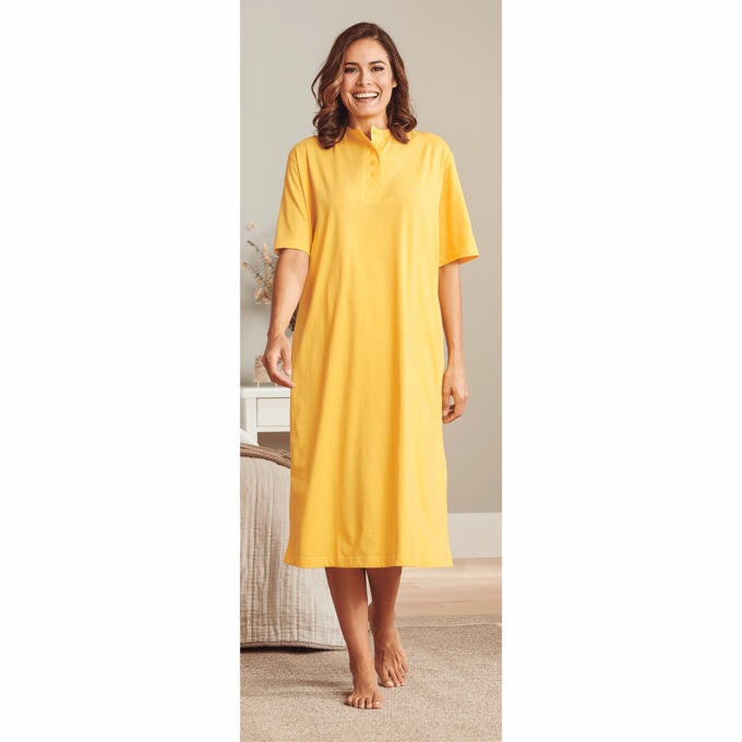 2-Pack Comfort Henley Nightshirt, Daisy Yellow, large