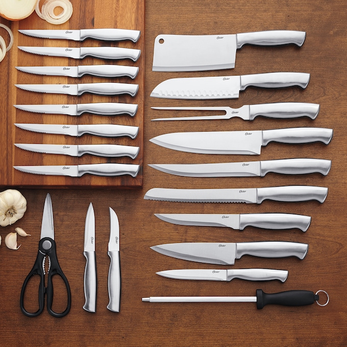 Oster 22-Piece Baldwyn Knife Block Set with Stainless Steel Cutlery, , large