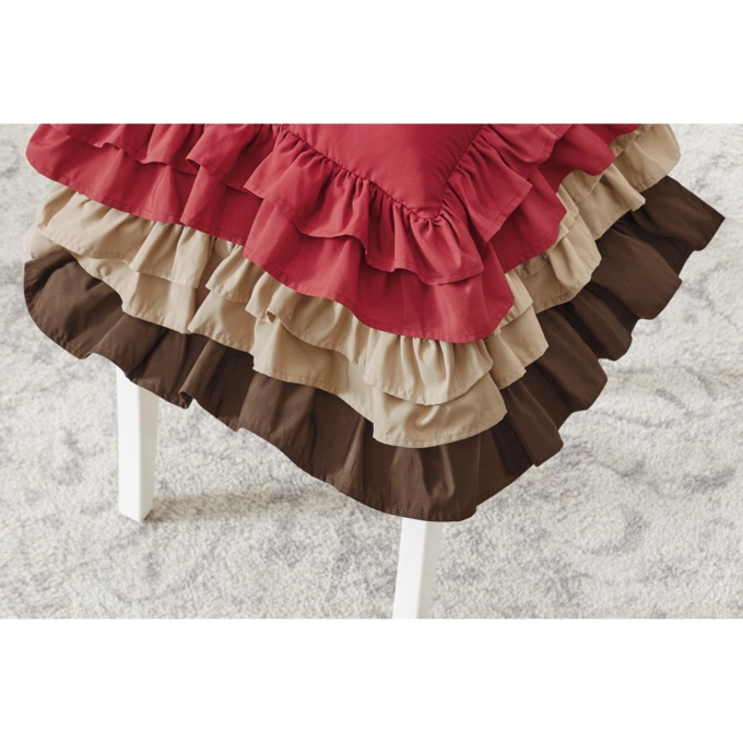 Double Ruffle Cushion, Brown, large