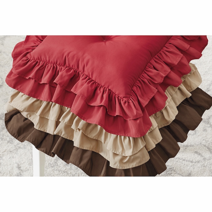 Double Ruffle Cushion, Buff, large