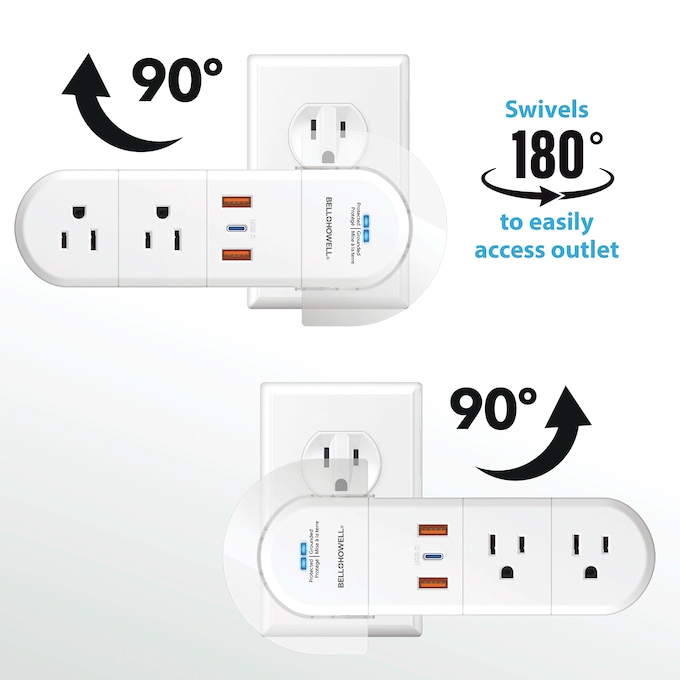 Bell+Howell 180&deg; Swivel Power with Surge Protection, , large