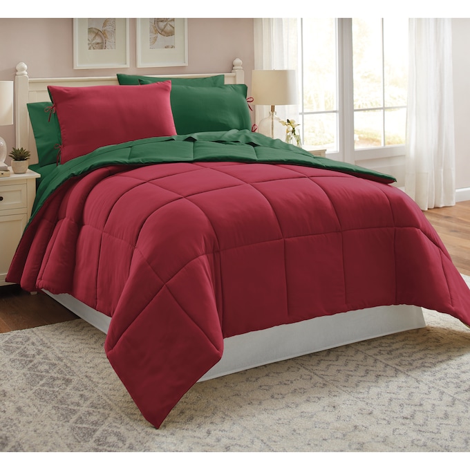 Color Connection Reversible Solid Down-Alternative Comforter Set, , large