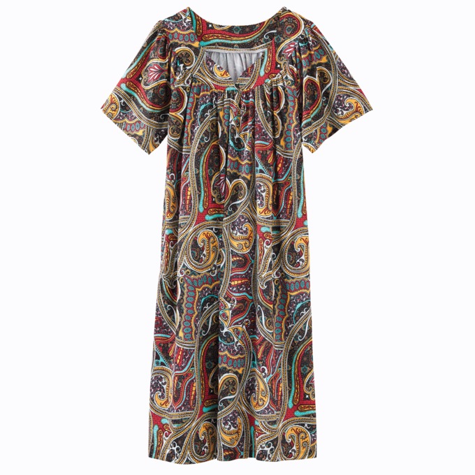 Sweetheart Neck Lounger, Bold Paisley, large