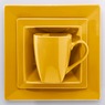 16-Piece Modern Square Dinnerware Set in Solid Colors, Golden Honey, large