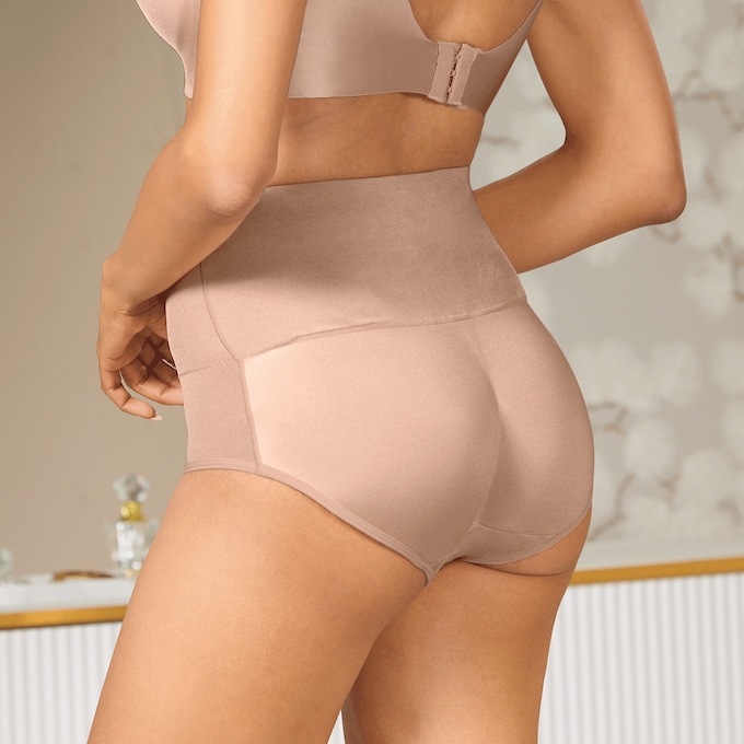 High-Waist Bottom Booster Padded Butt-Enhancing Panty with Tummy Control, , large
