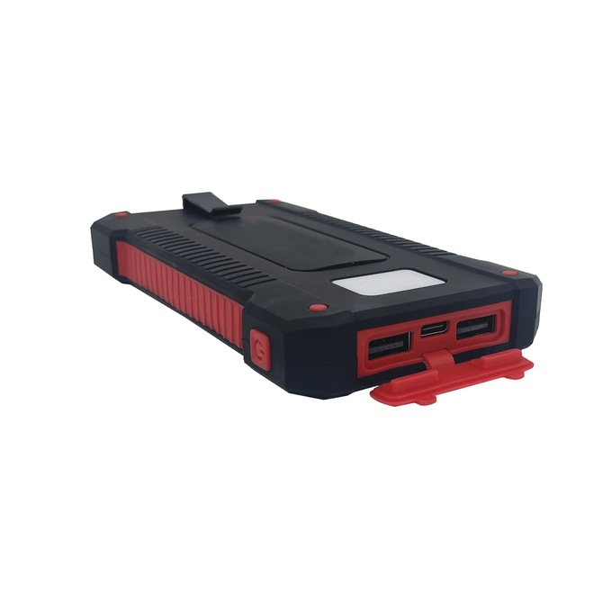 10,000mAh Solar Power Bank, Red Black, large