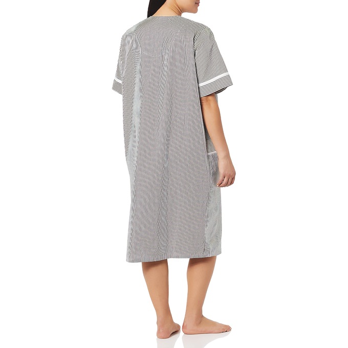 Duster With Embroidered Yoke, Black Stripe, large