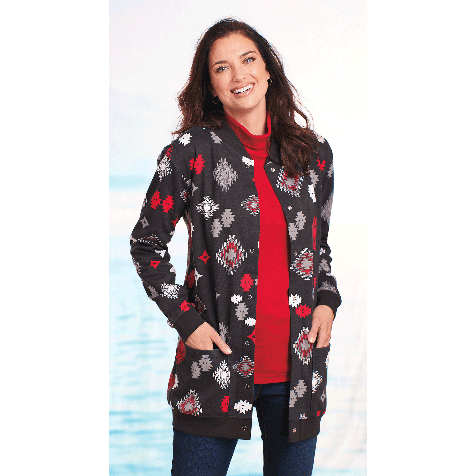 Snap-Front Cotton-Blend Women's Cardigan | Dr. Leonard's